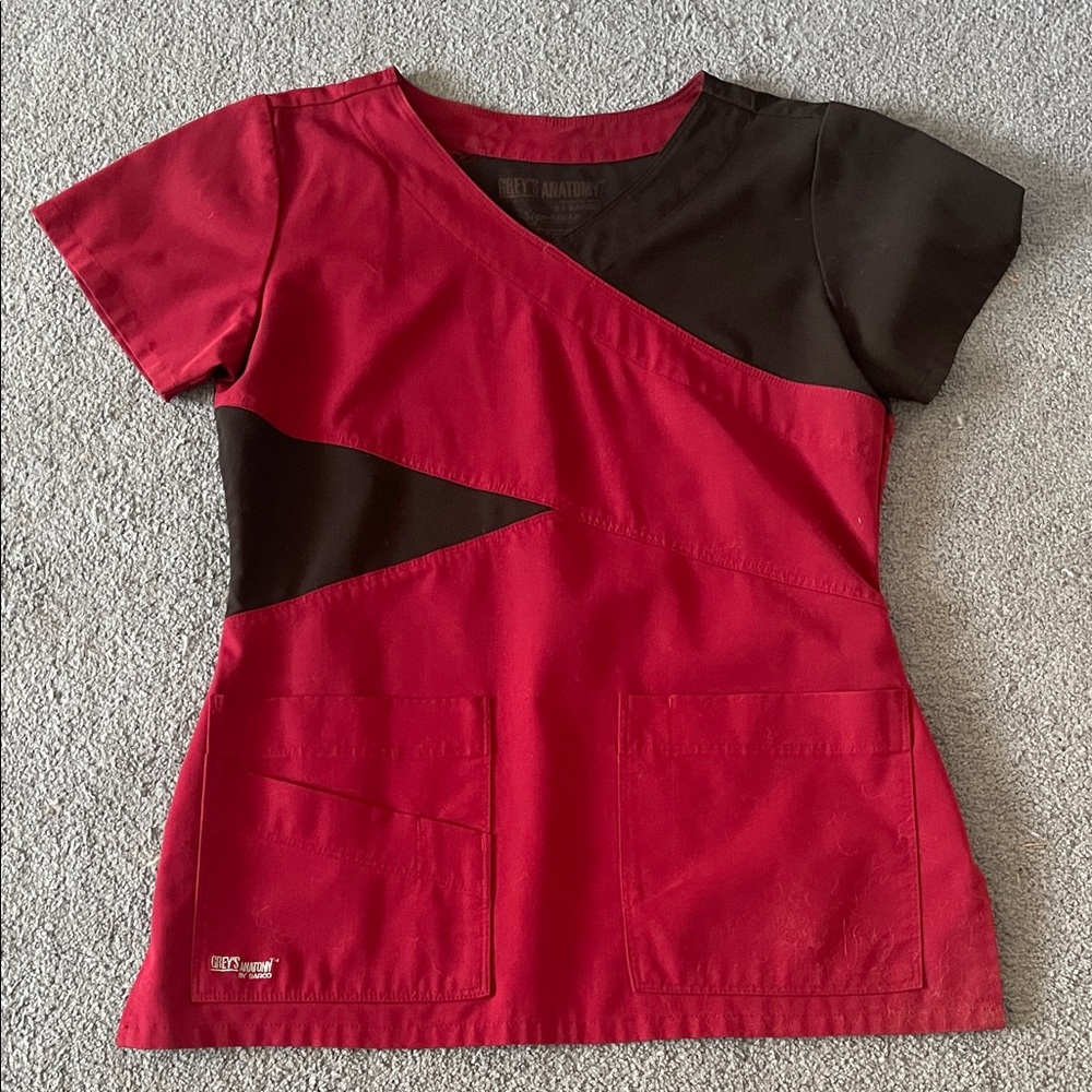 Grey's Anatomy Red Scrub Top